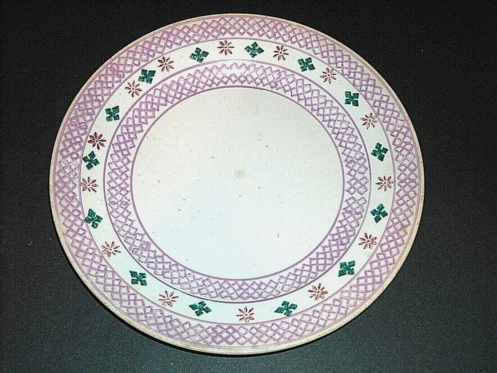 (1885 – 1920) MAESTRICHT HOLLAND Vibrant Spatter Spatterware 9″ Plate Stoneware