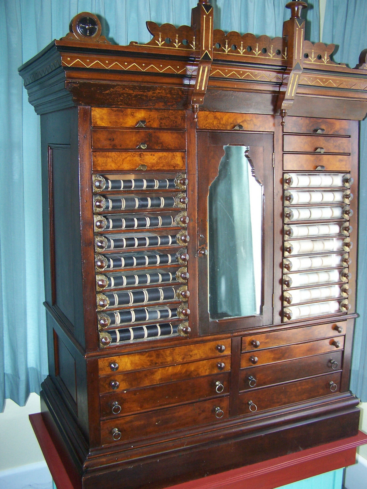ANTIQUE WALNUT SPOOL CABINET
