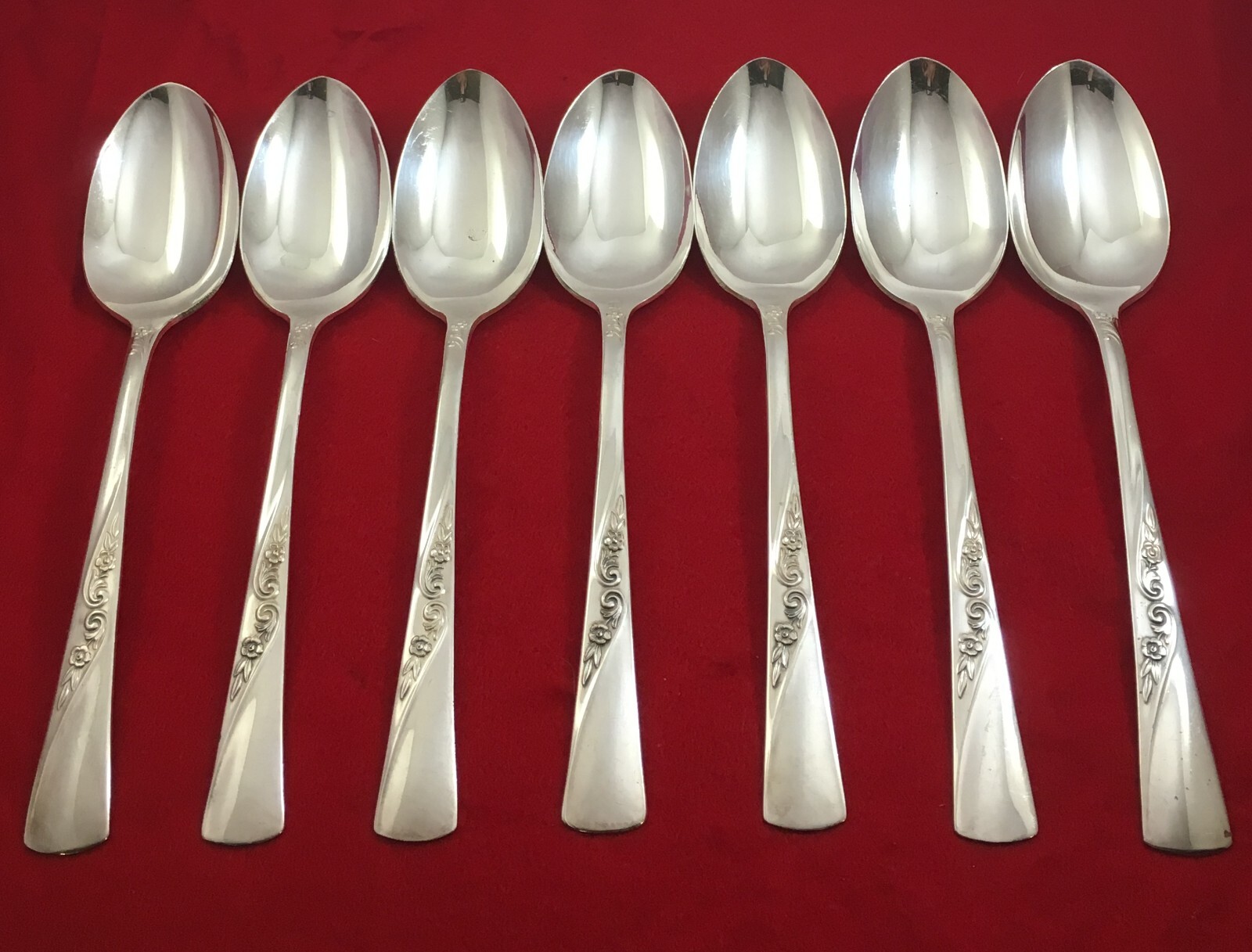 International Revelation II Silverplate 7-Oval Soup Spoons Flatware