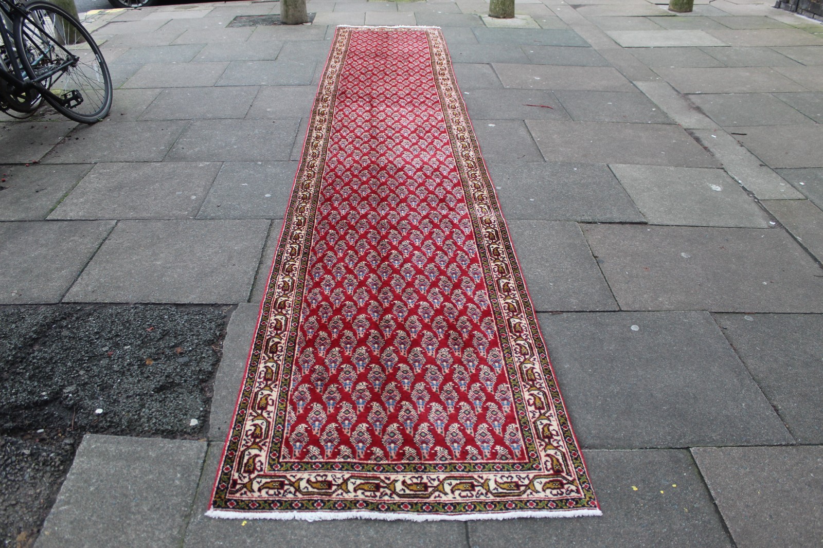 Vintage Hand Made Traditional Oriental Wool Red Long Runner 484x86cm