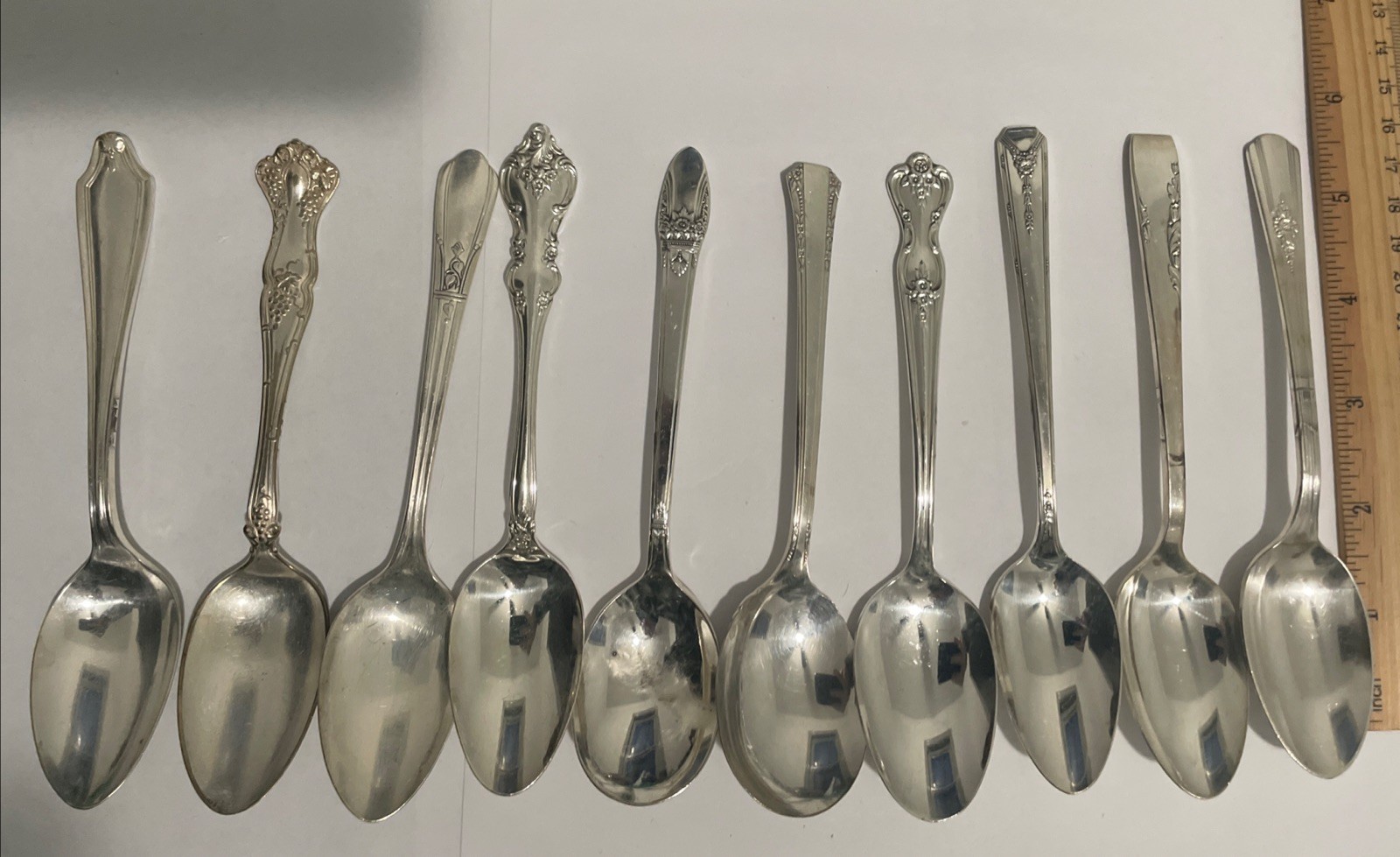 10 Pc Antique to Vintage Silverplated Mix 6″ TEASPOONS – No Monograms