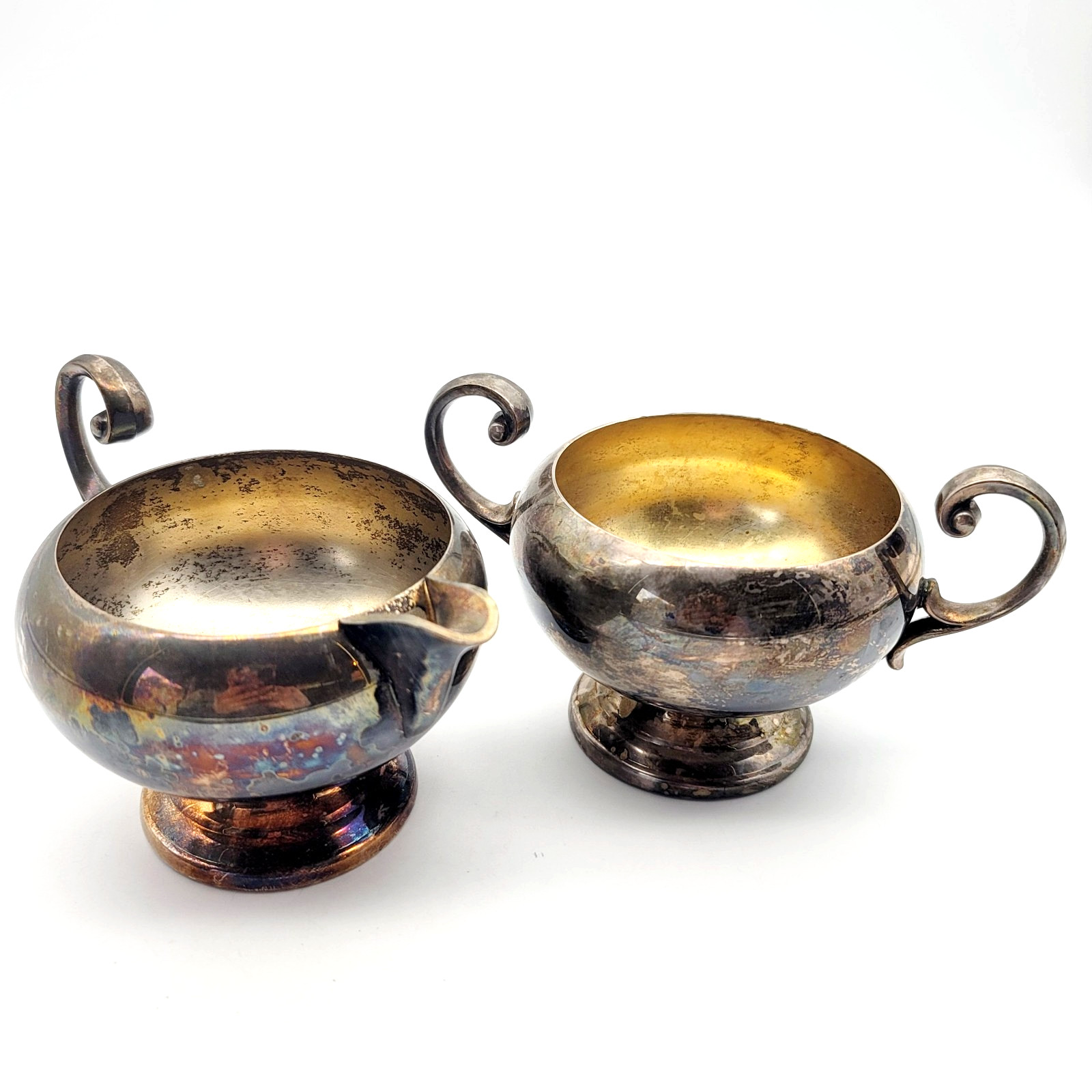 Vintage EPCA Bristol Silver by Poole Creamer & Sugar Tabletop Planters No Lid