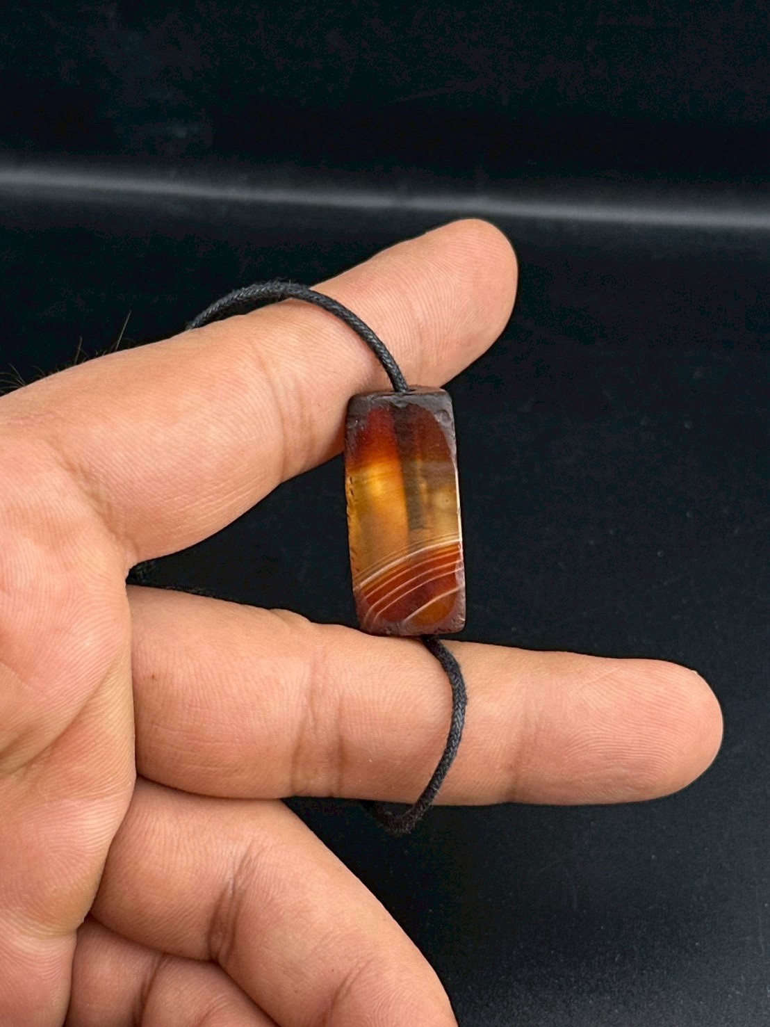 Ancient Central Asian Banded Agate Stone Bead in good Condition
