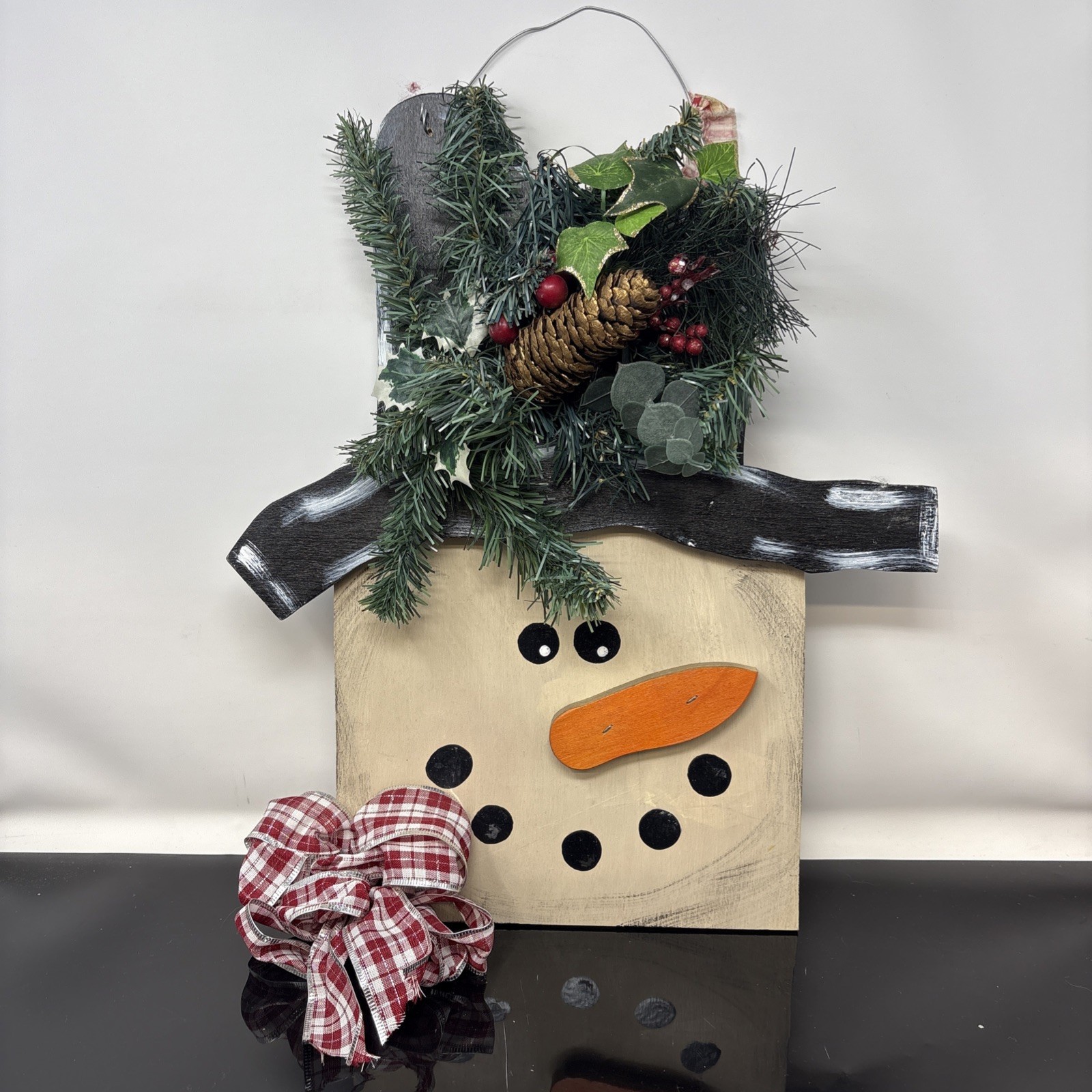Wood Top Hat Snowman Hanger, Winter Decor, Primitives