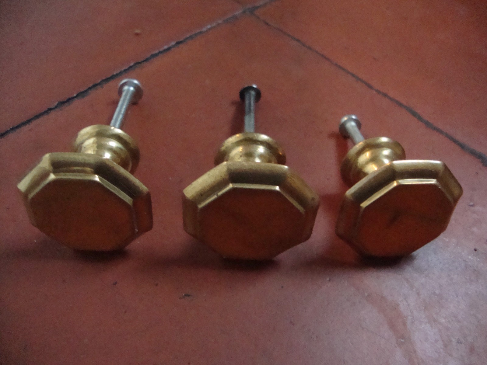 Vintage octagonal bolt on cupboard handles