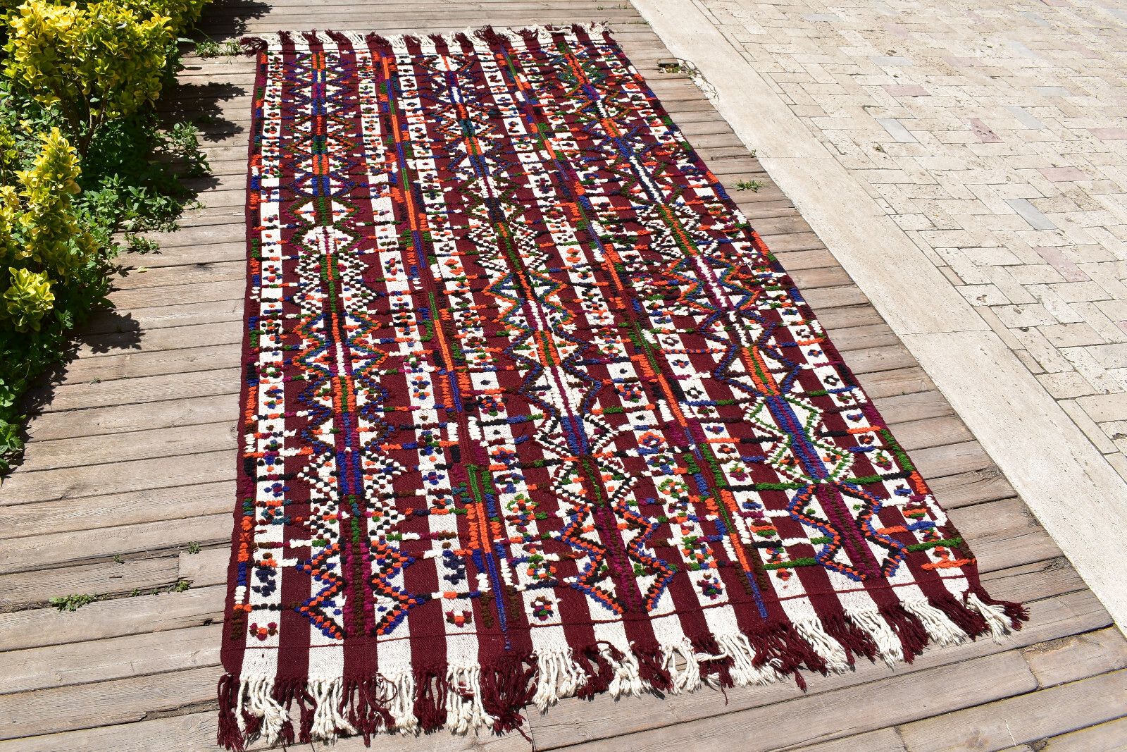 Turkish Kilim 5’x9’1” Handwoven AUTHENTIC Rug Urfa Tulu Boho Kilim 155x280cm