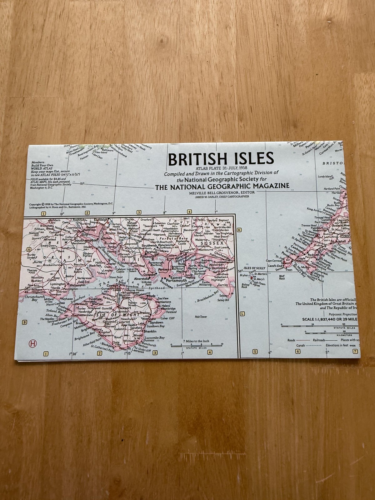 Vintage 1958 National Geographic British Isles Fold Out Map Supplement Atlas