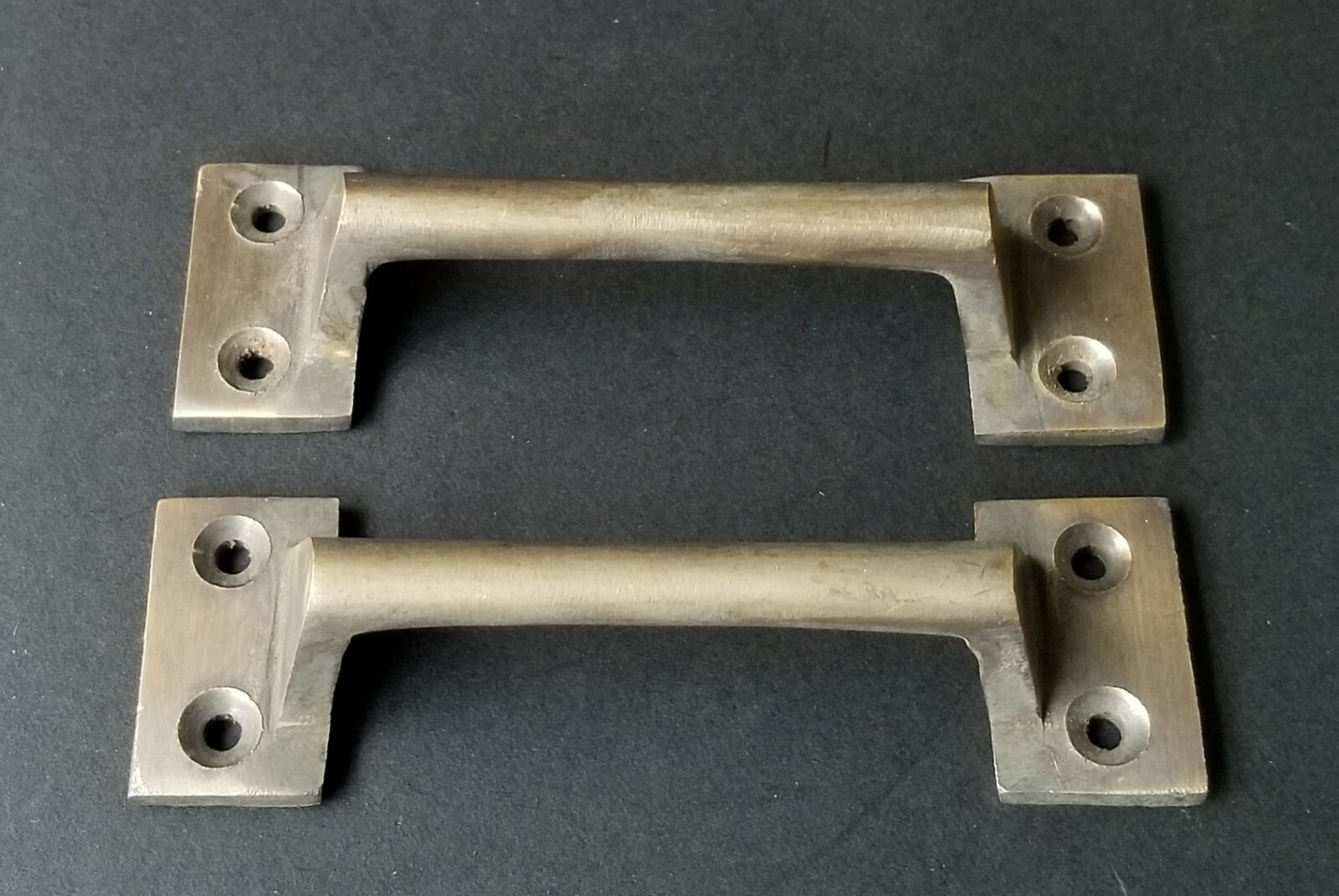 2 Antique Style Solid Brass Drawer File Cabinet Trunk Chest Handles 4-3/8″w #P13