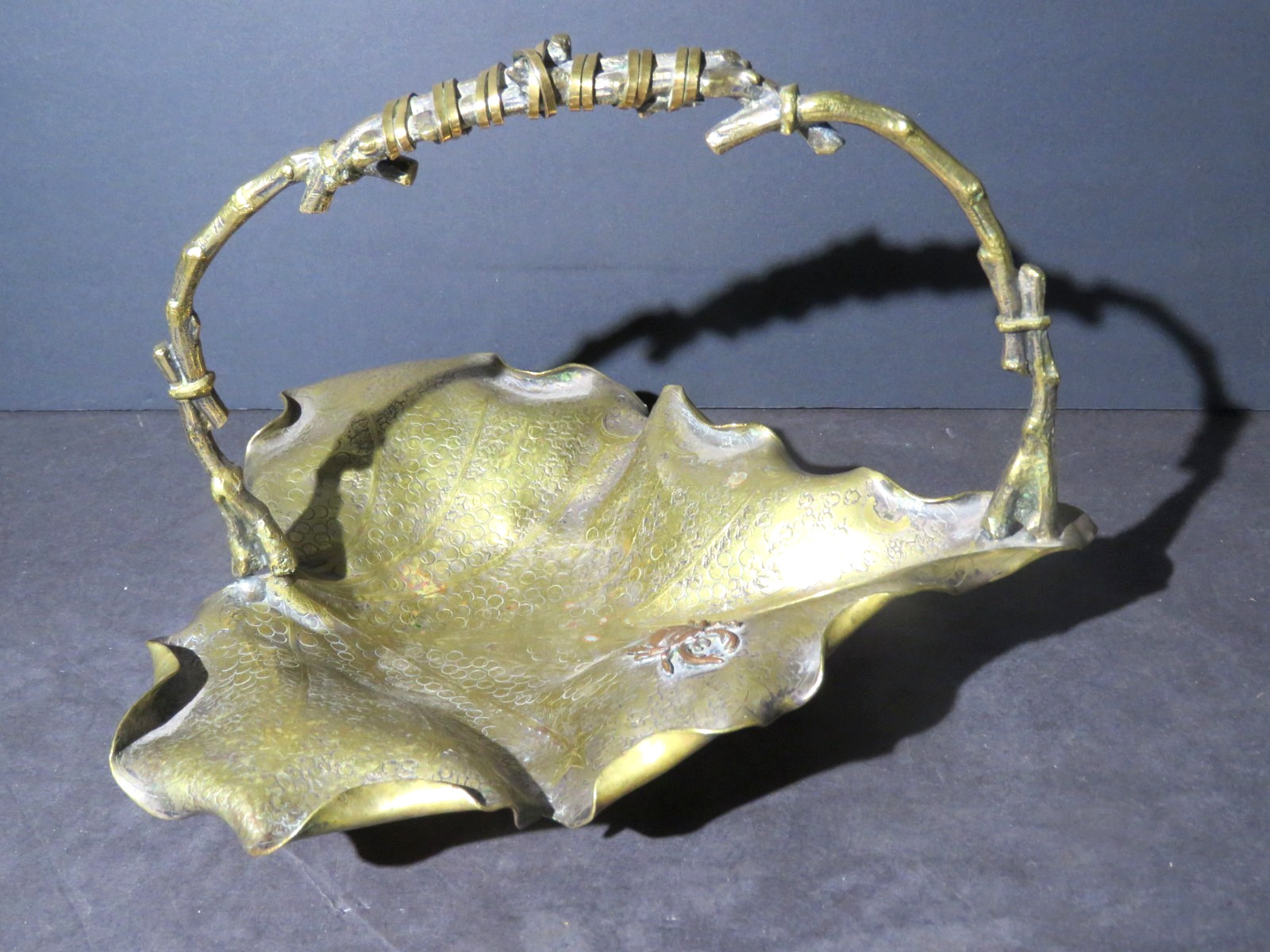 Arts and Crafts Style Mixed Metal Aesthetic Handled Tray with Scarab