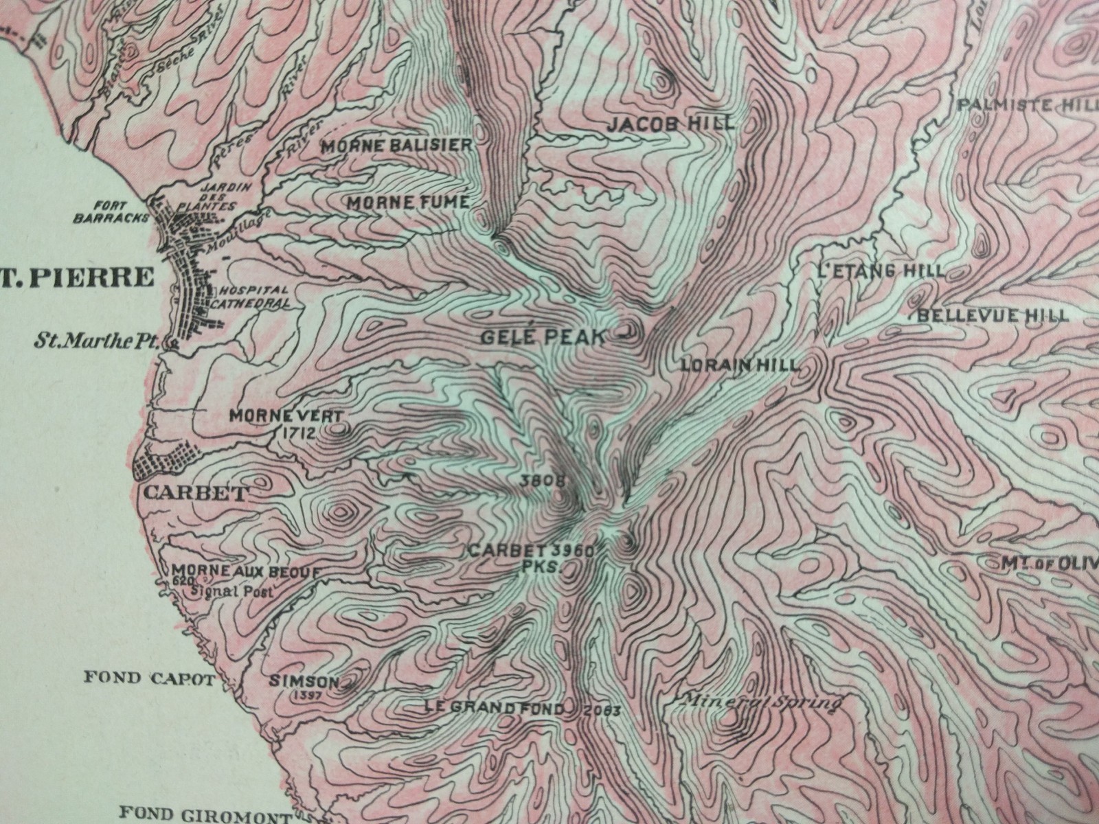 Vintage 1901 MARTINIQUE Map 11″x14″ Old Antique Original FORT DE FRANCE DUCOS