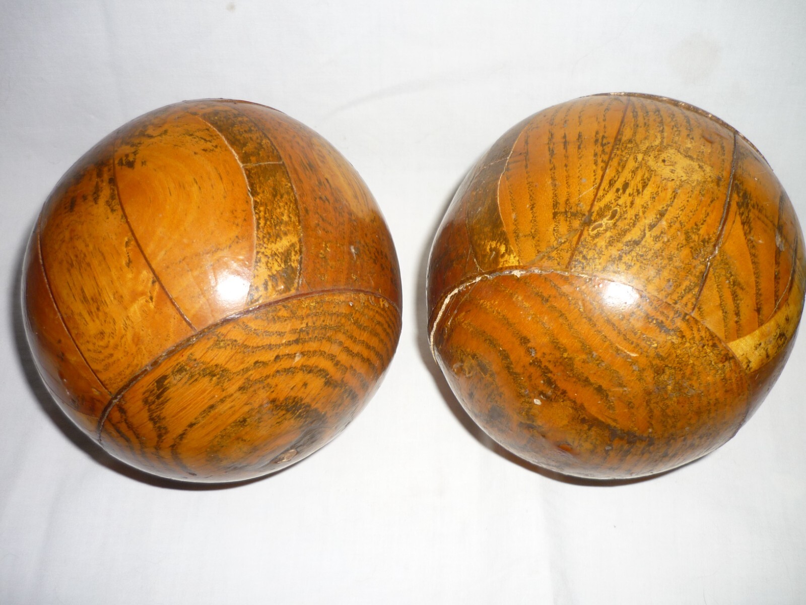 Antique handmade solid oak ? wooden balls