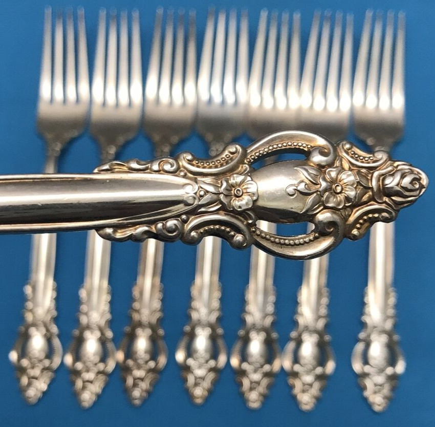 8 Pc EMPRESS 1981 Silverplated 7.75″ DINNER FORKS International Silverplate