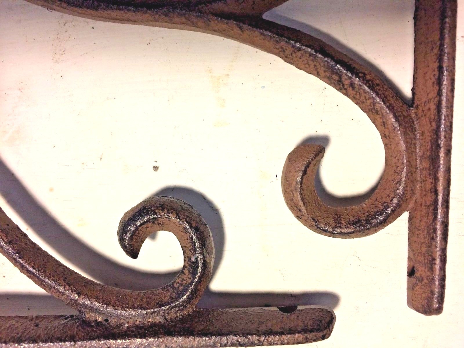 LARGE RUSTIC BROWN SCROLL BRACE/BRACKET vintage looking patina finish