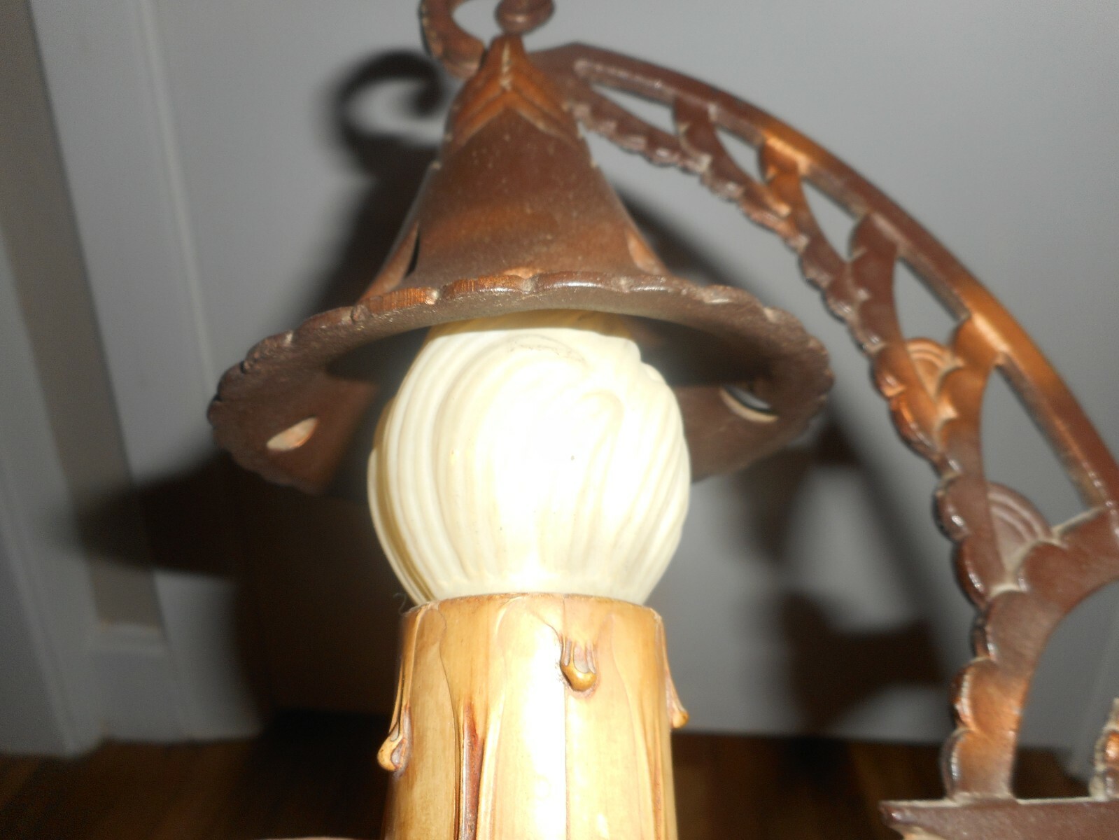 RARE Vintage Antique Arts & Crafts Witch Hat Gothic Candle Desk Table Lamp Light