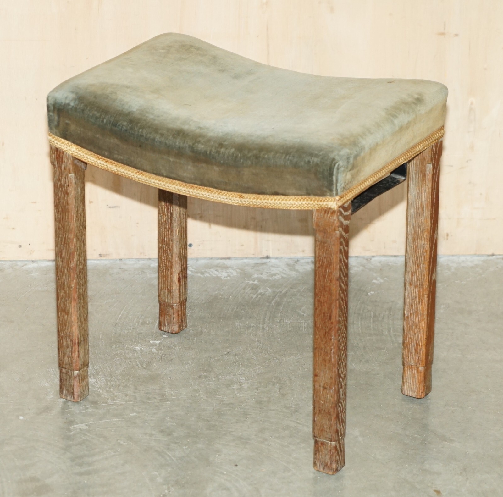 Original King George VI Coronation Stool 1937 Limed Oak By Waring & Gillow