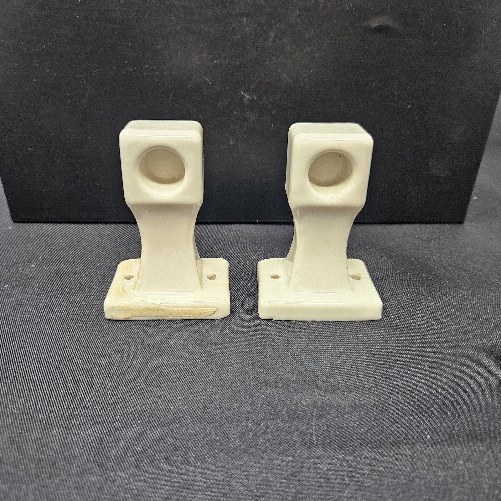 Antique Towel Bar White Porcelain Wall Mount Brackets Art Deco Vintage