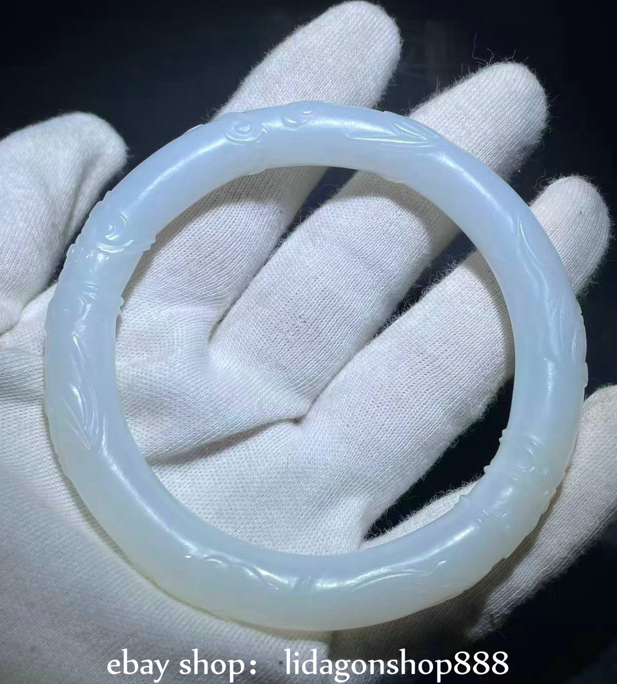 Chinese Natural Hetian Jade Carved Ms Bracelet Bangle inner diameter : 63 mm