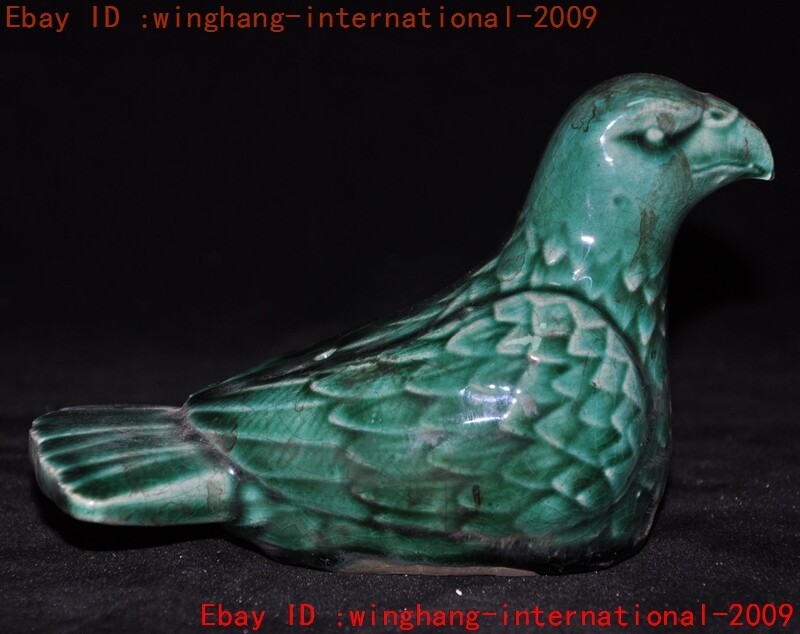 5″China Yaozhou kiln porcelain carve lucky animal bird Pigeons Peace Dove statue