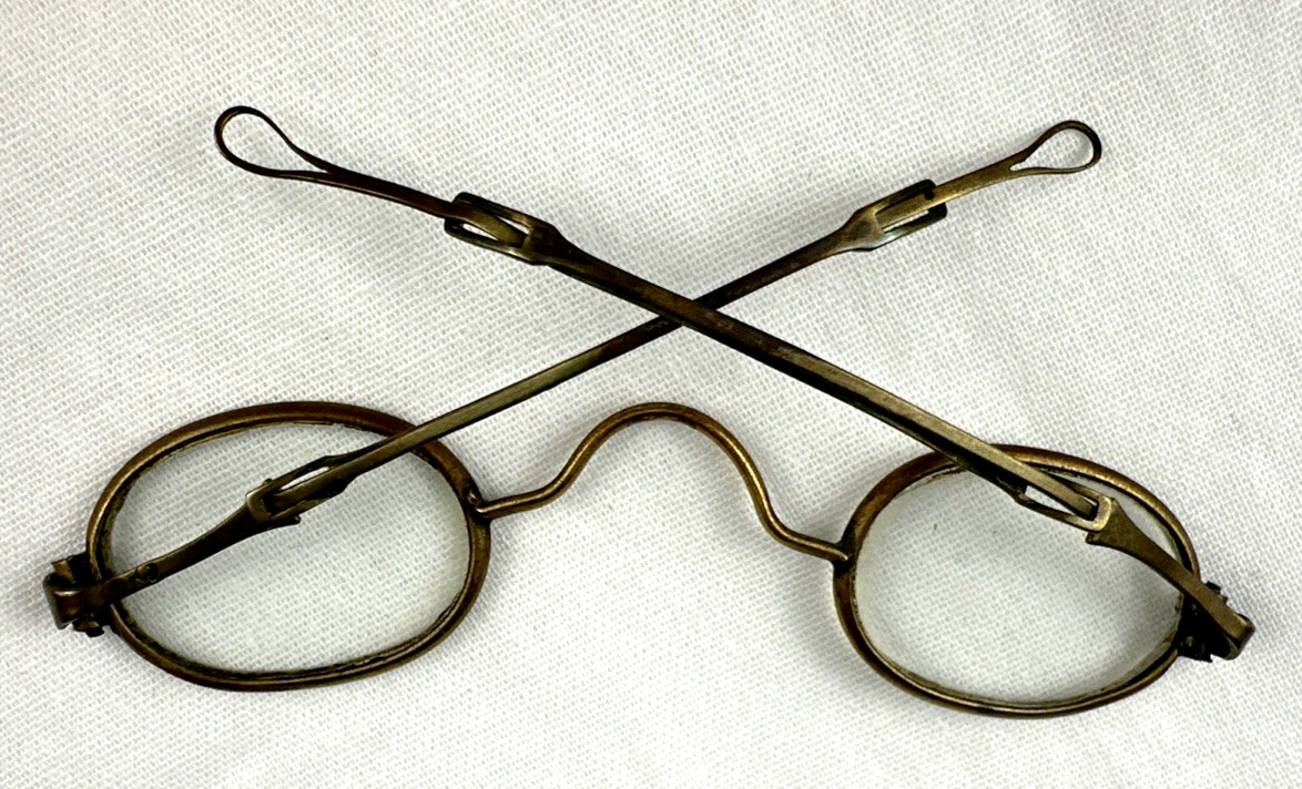 Antique Sliding Temple Reading Glasses Spectacles Metal Oval Shape, Free Ship