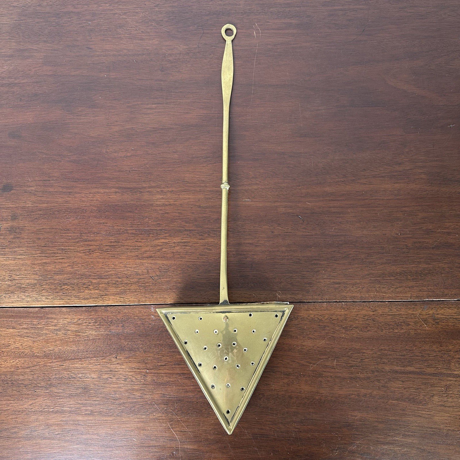 Antique Pierced Brass Chestnut Roaster Rare Triangle Shape