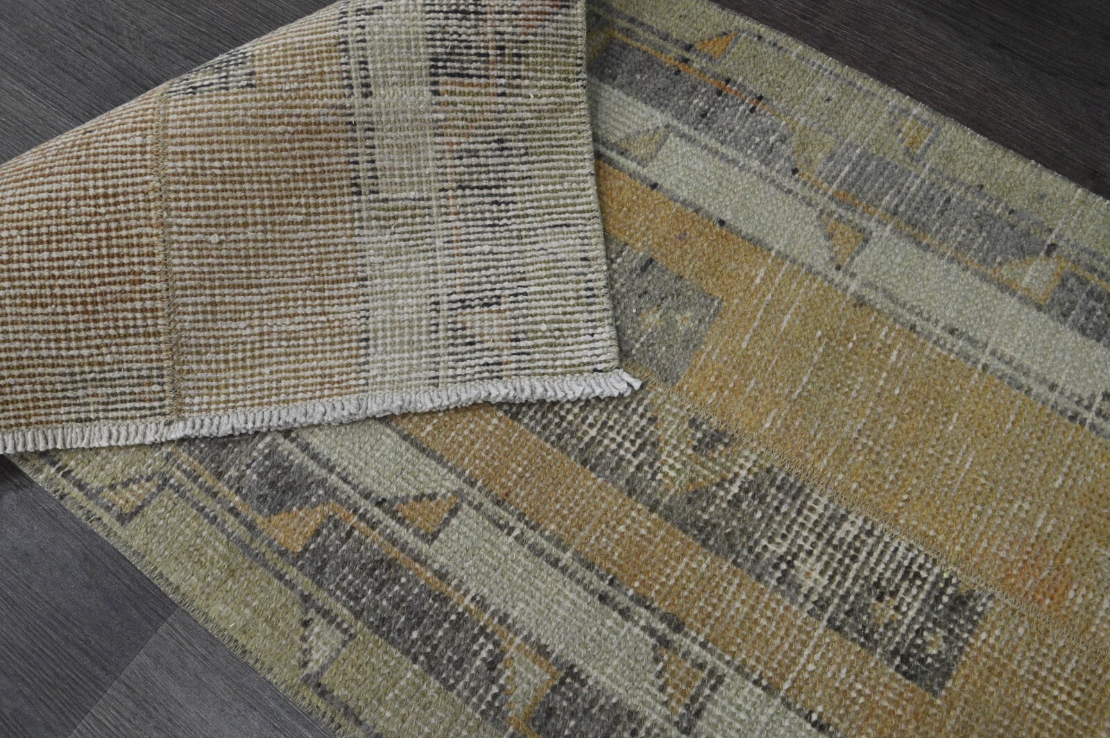 Oushak Turkish Doormat Rug 2×4 BEIGE Anatolian Handmade Vintage Small Kilim Rug