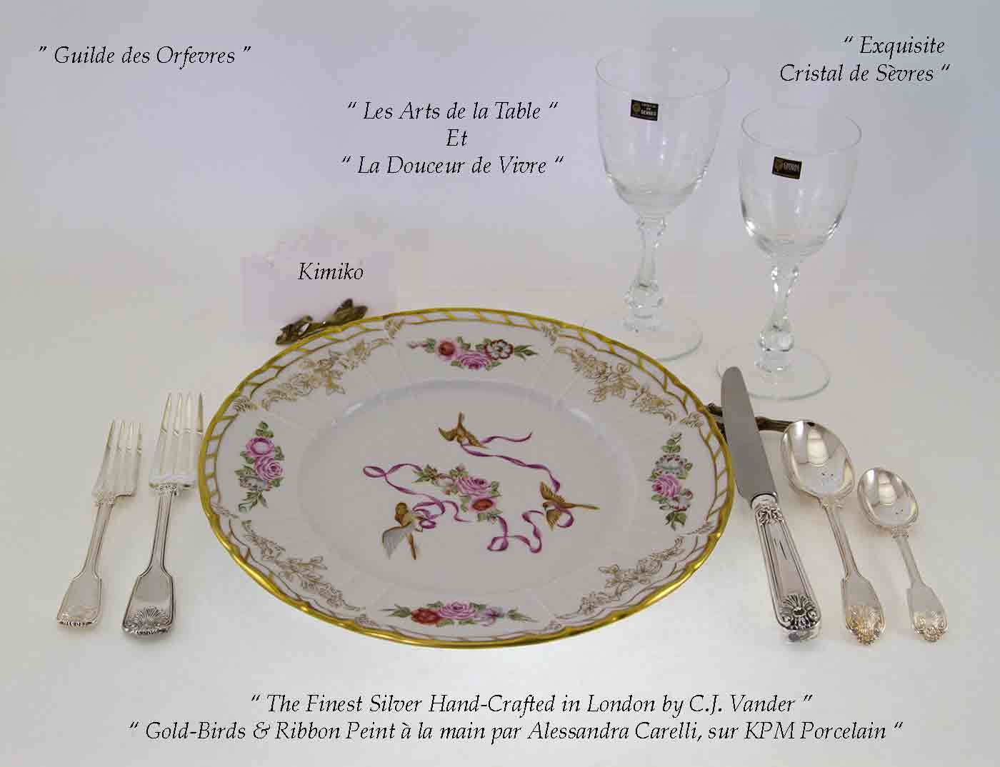 Sterling Silver Flatware 5-pc Place-Setting,Fiddle Thread Husk-Hand-Forged
