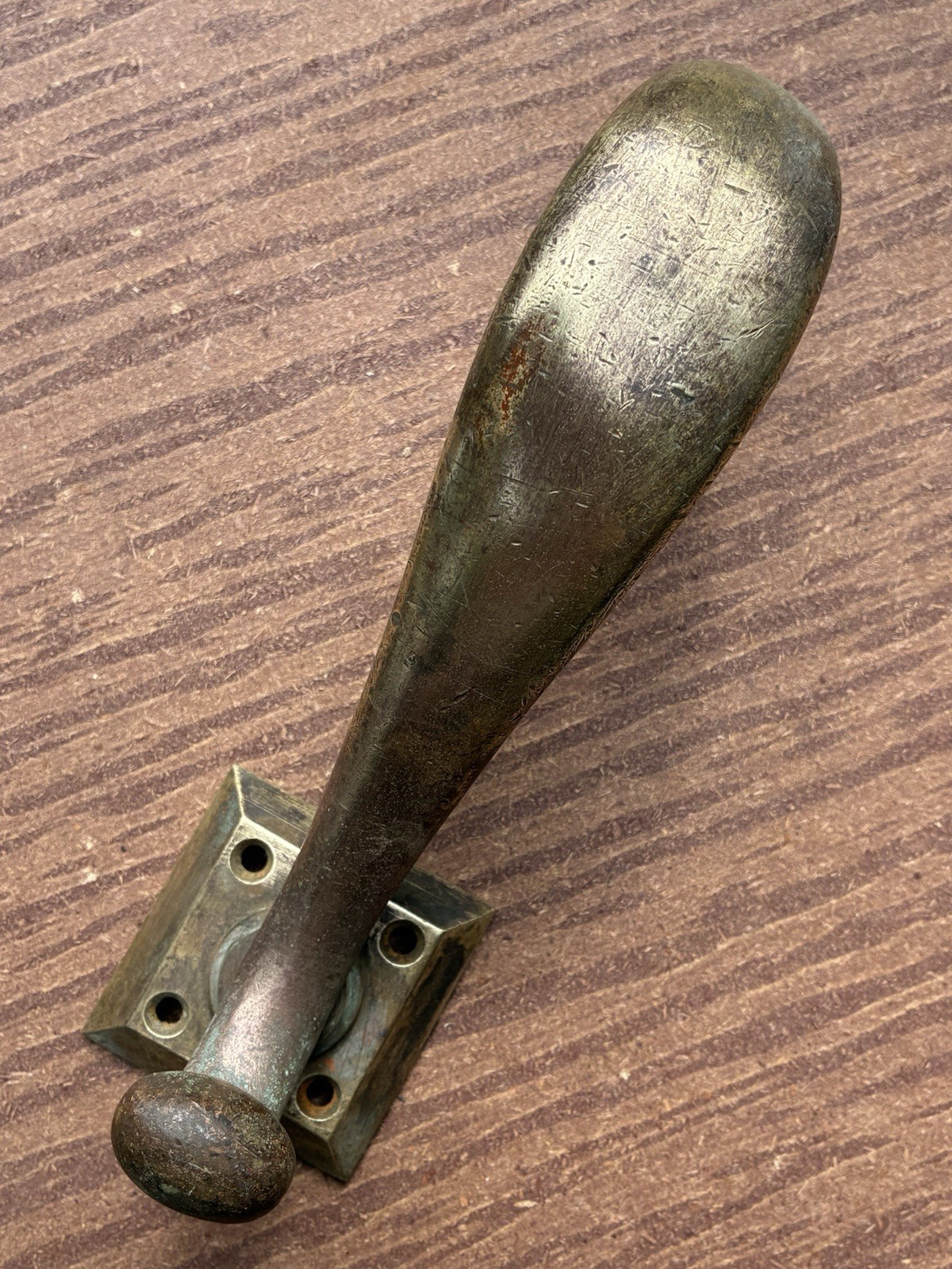 Vintage Art Deco Solid Brass Front Door Handle Missing the Thumb latch Pull Part