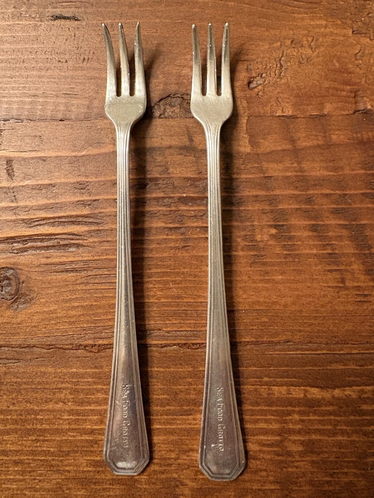 Vintage Silverplate Seafood Cocktail Forks Pair RW&S A1 Restaurant Flatware