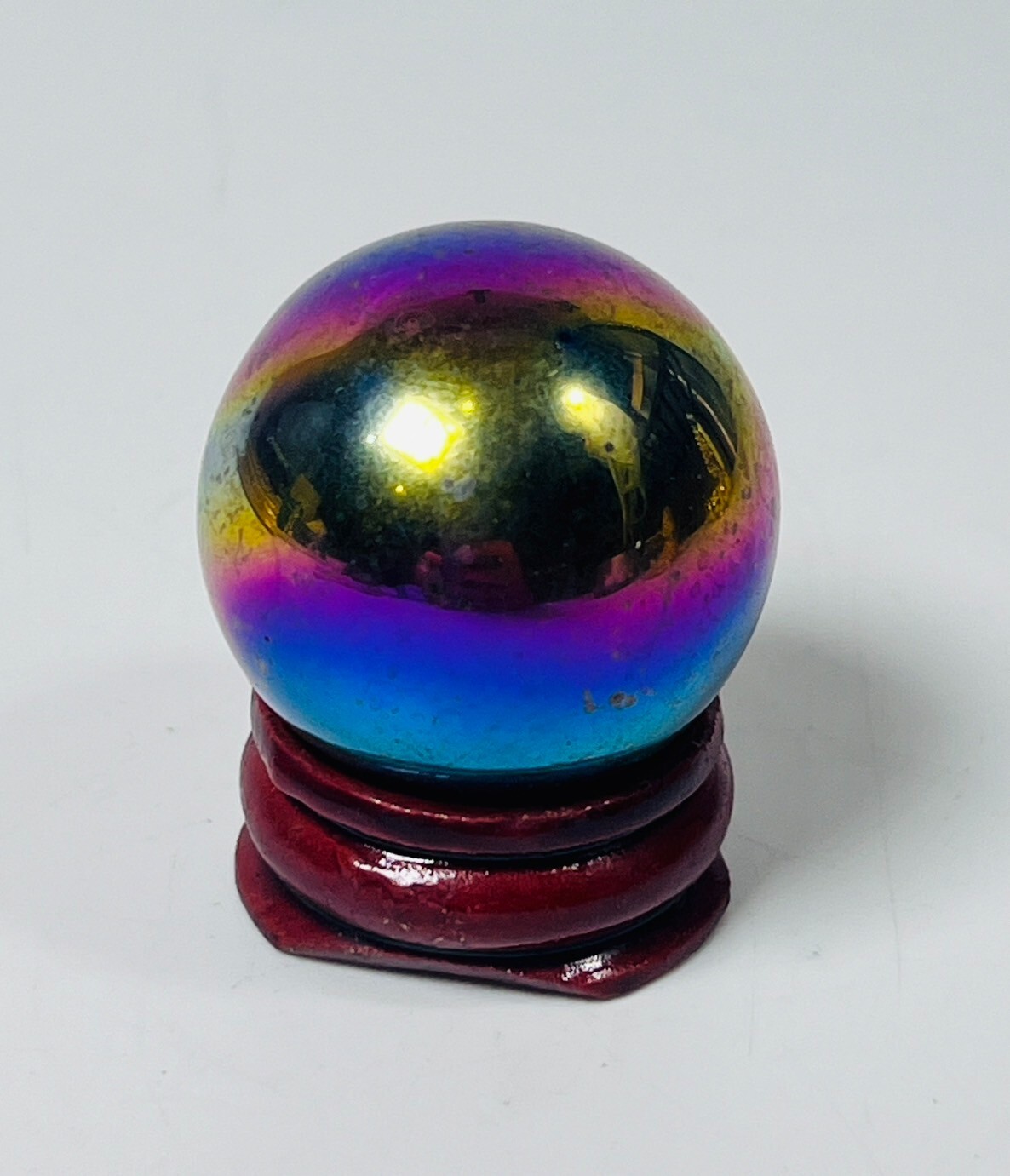 Big Emerald Ball Rainbow 7 color Leklai Magic Stone Amulet Buffalo Mountain Laos