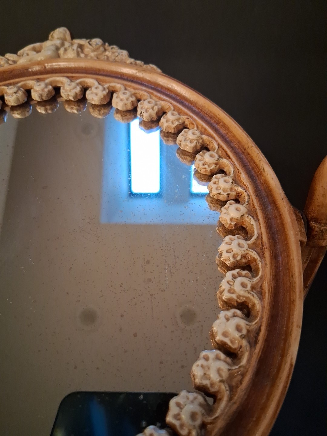 Antique Vanity Mirror Cast “Iron Art” Swivel Victorian Heavy Angel Ornate(4)