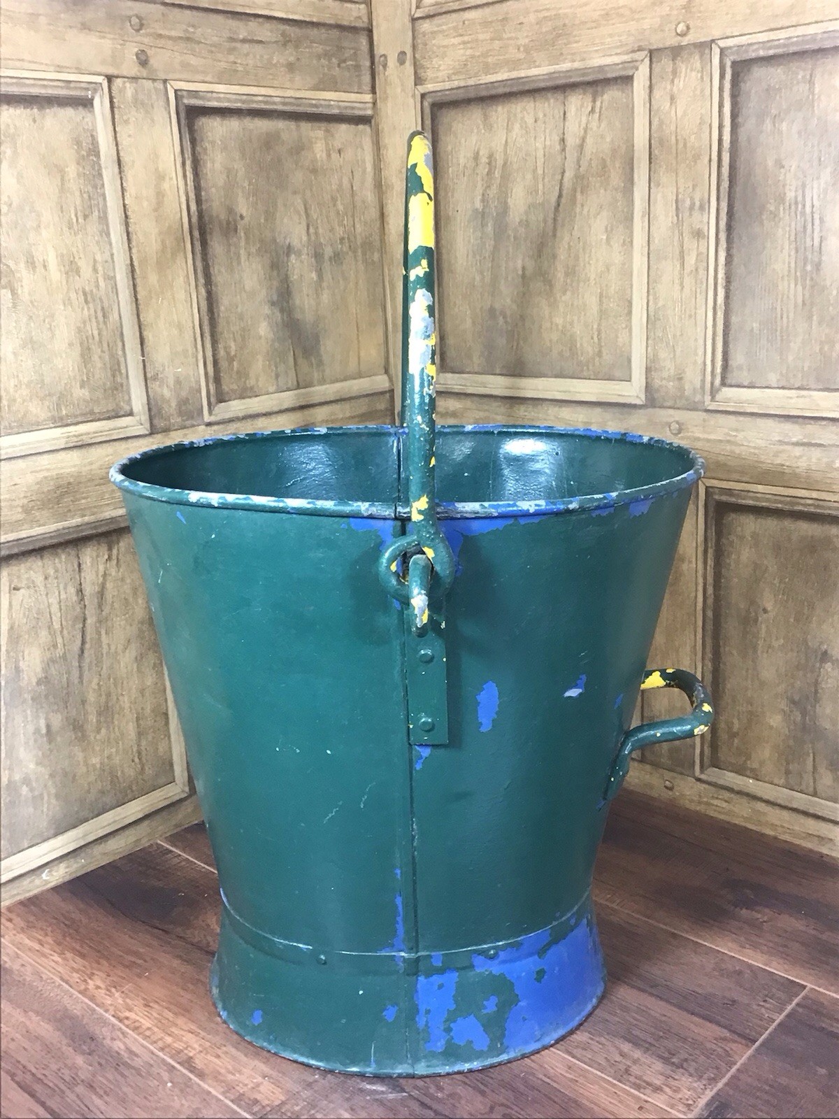 LARGE VINTAGE GALVANISED COAL BUCKET / PLANTER 43cm High