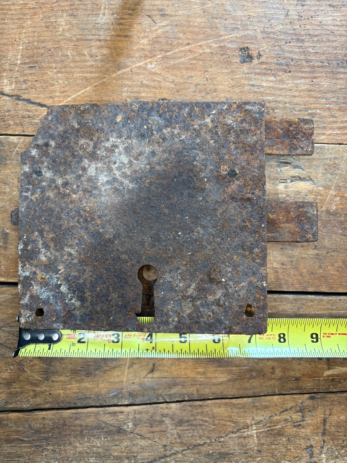 Vintage Antique Door Lock Mechanism Housing Colonial Wrought Iron Skeleton Key