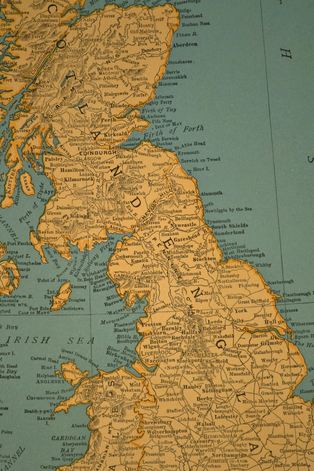 Vintage United Kingdom Map of the British Isles Wall Art Old Original London