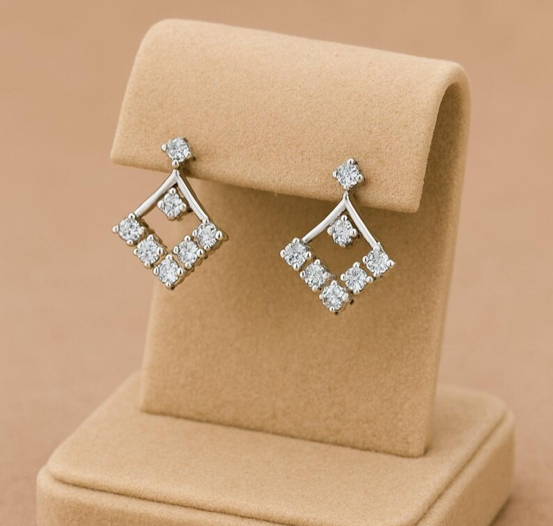 1Ct Round Cut Lab Created Diamond Women’s Drop Earring 14k White Gold Plated