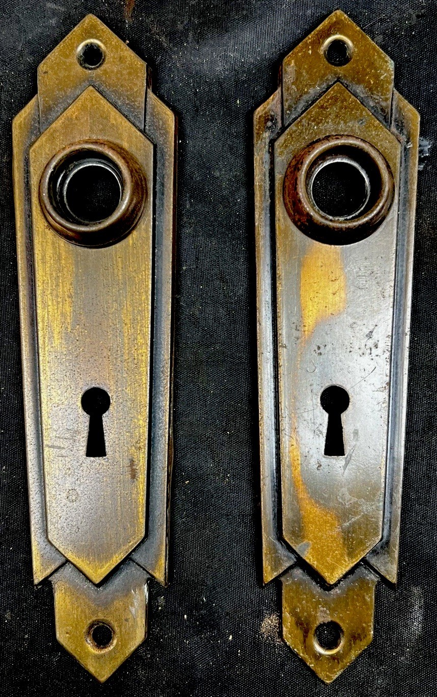 Art Deco Corbin Miami Pattern B Design Passage Set Knobs, Plates, Mortise