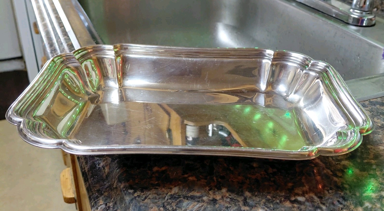 VINTAGE SILVER SERVING DISH TRAY TESTED NON MAGNETIC