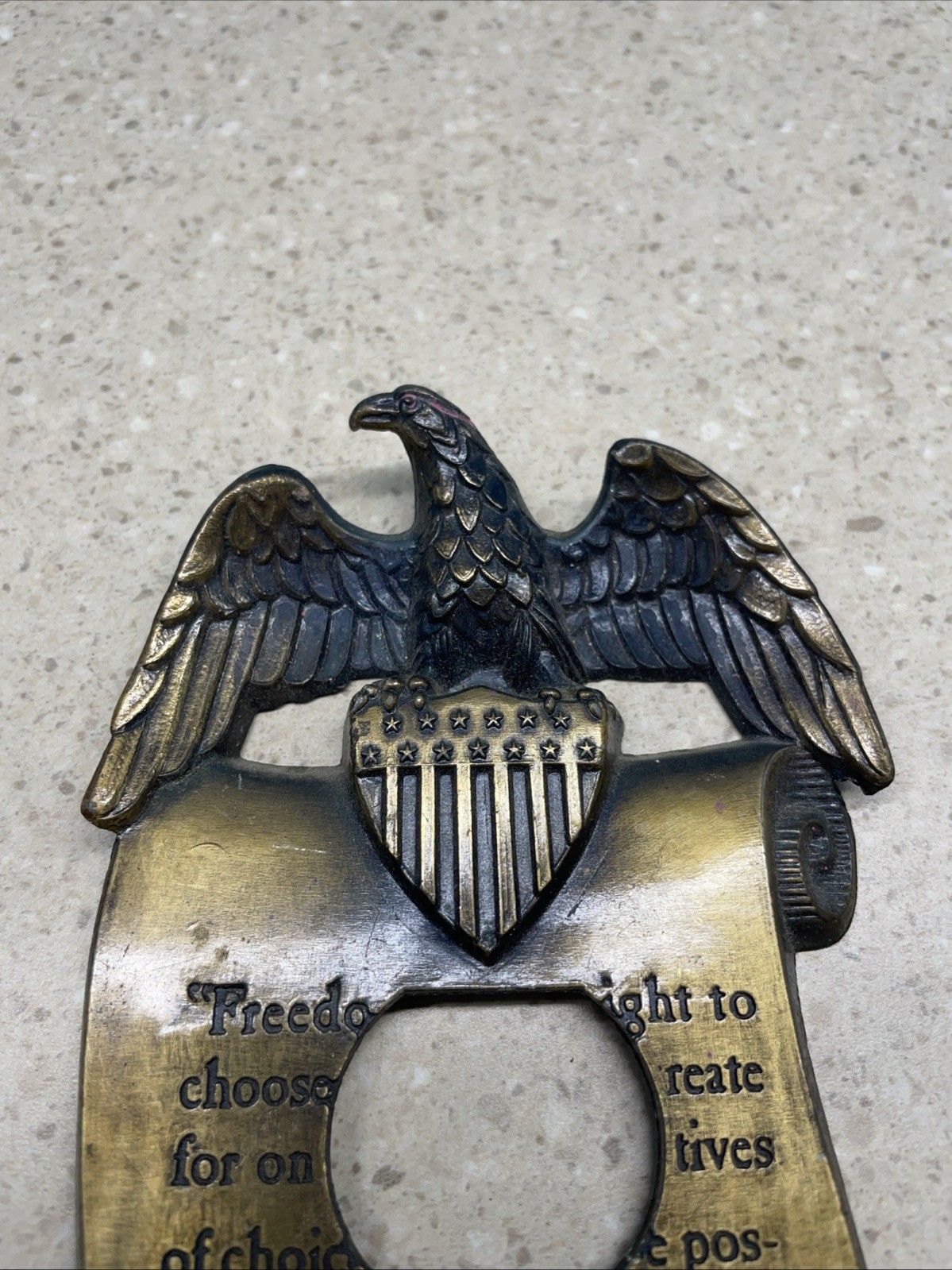 M.C Co Brass Eagle Light Switch Cover Plate Thomas Jefferson Quote Vintage 1967
