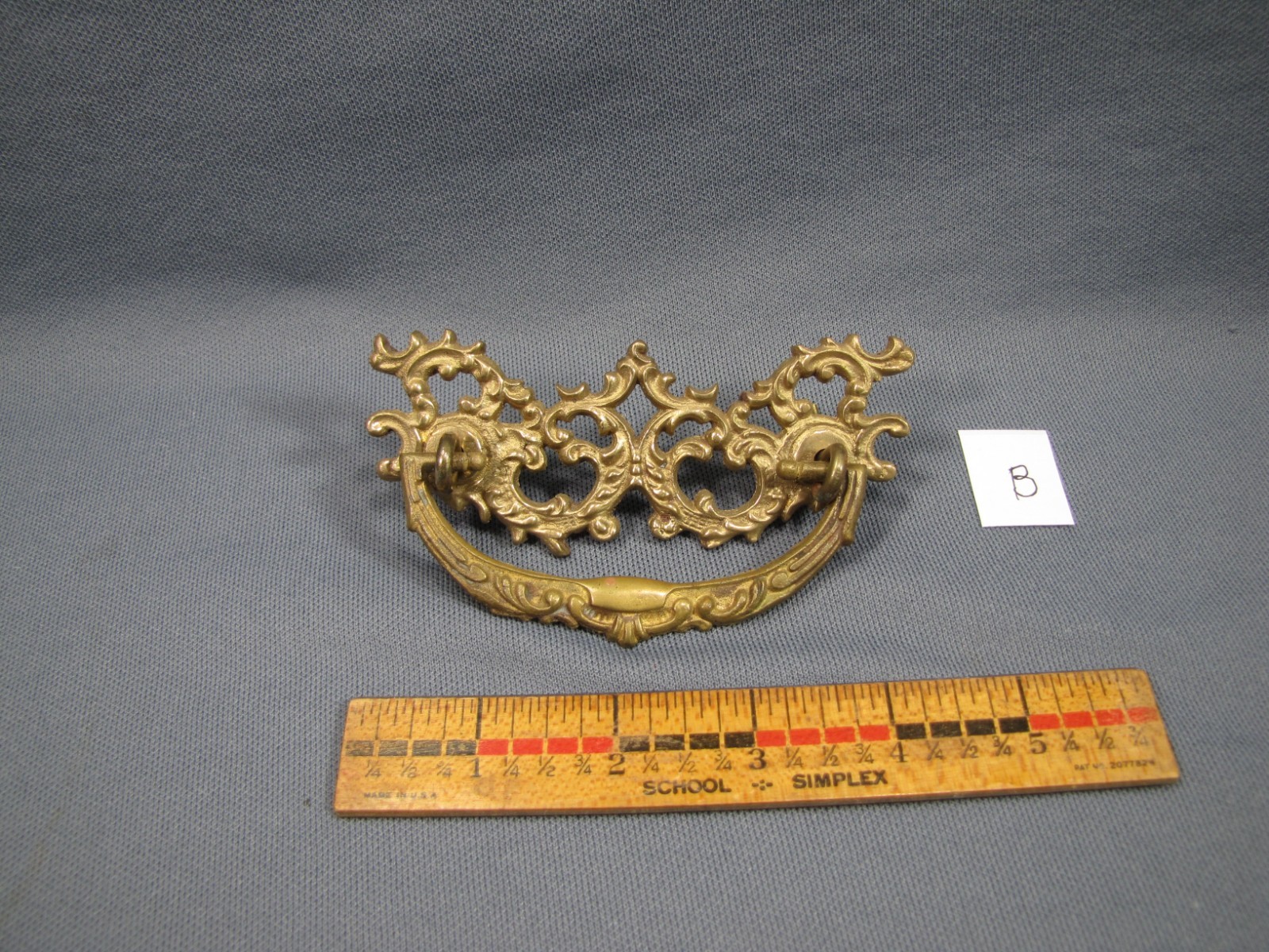 Brass Dresser Drawer Pull handle Vintage Ornate Victorian Antique handle