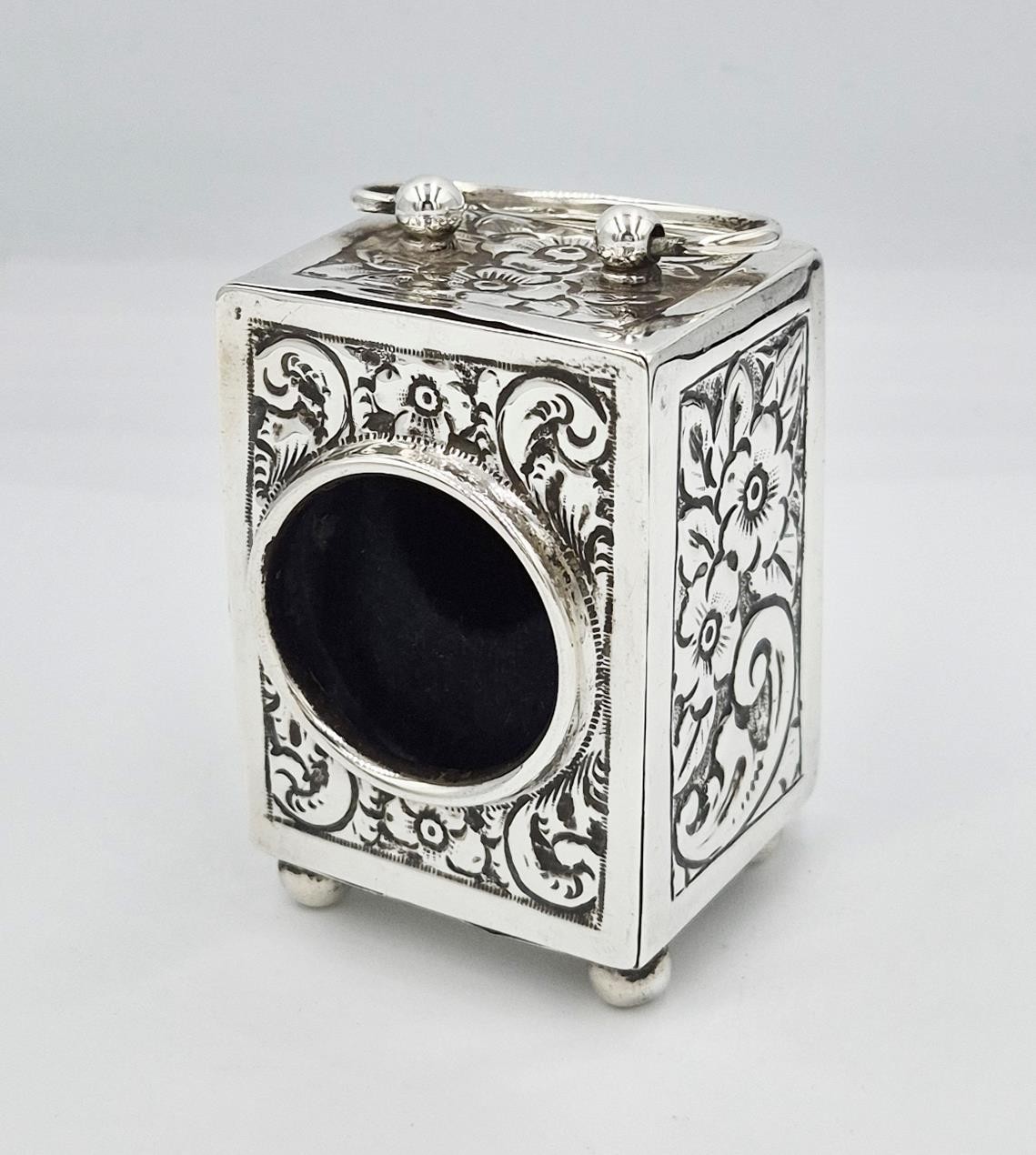 ANTIQUE STERLING SILVER BEDSIDE LADIES POCKET WATCH CASE / STAND c1900