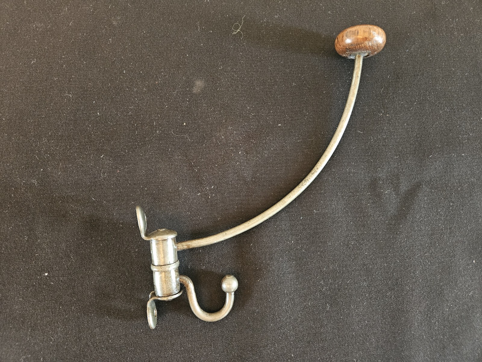 ~ Antique Wall Mount Coat Hat Double Hook Hanger Metal Wood Vintage