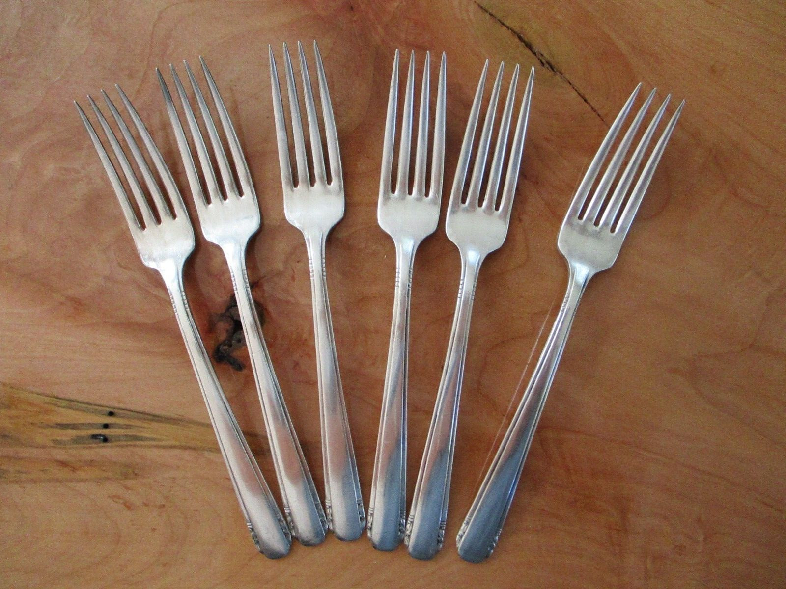 Oneida Elaine 6 Dinner Forks Community Tudor Vintage Silverplate Flatware Lot B