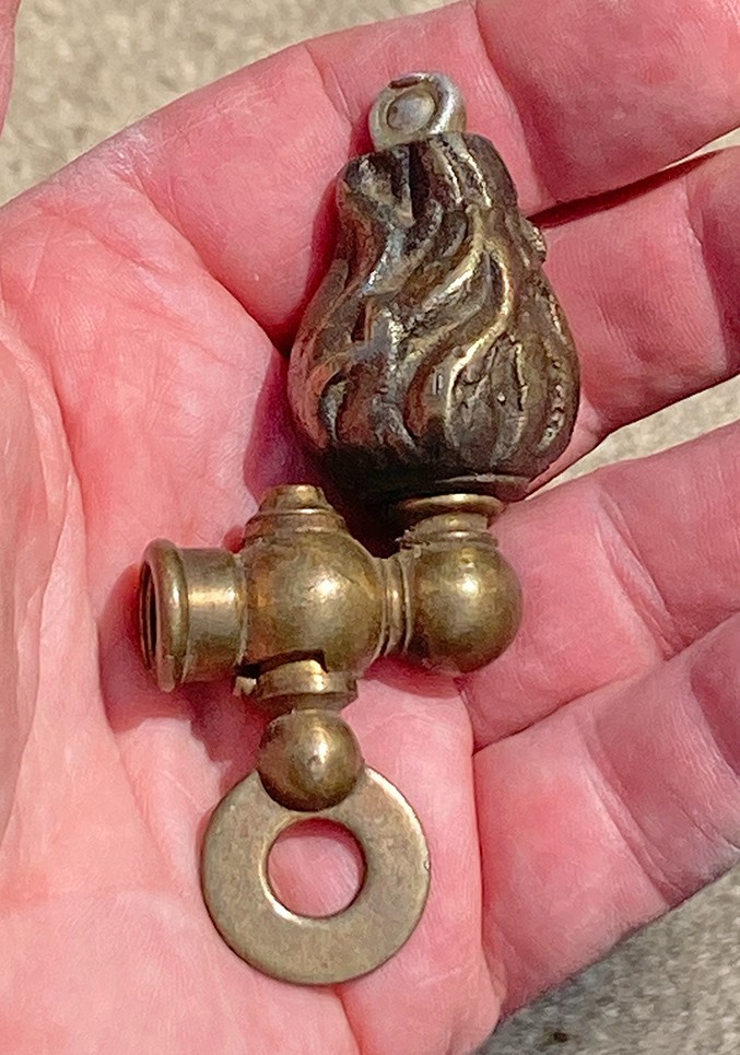 Vtg Figural Cast Brass Flame & Valve For Gas Light or Heater Burner Tip