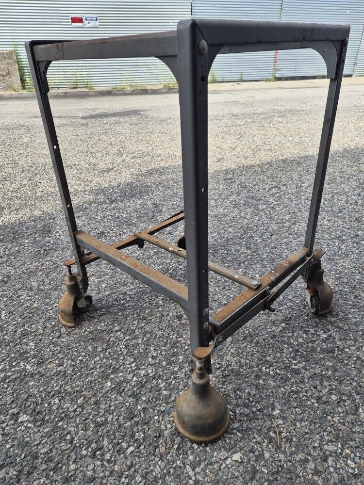 vintage industrial printer’s “turtle” table or typewriter stand Cast Iron Caster