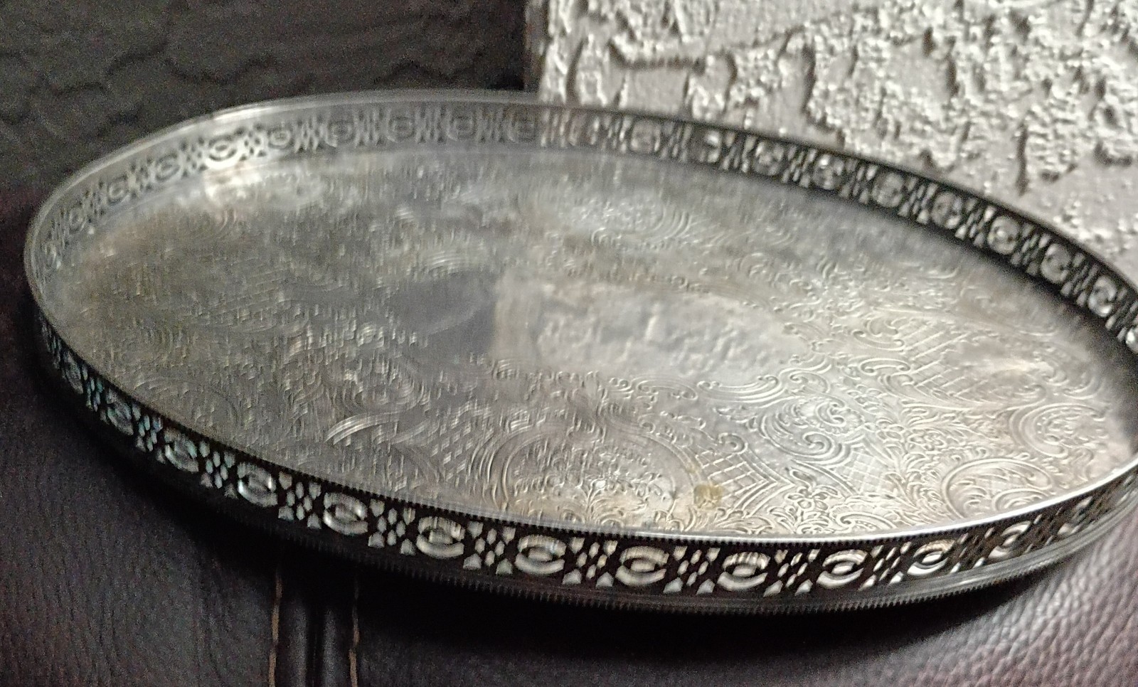 Old Barker Ellis English Silver Plate Engraved Tray