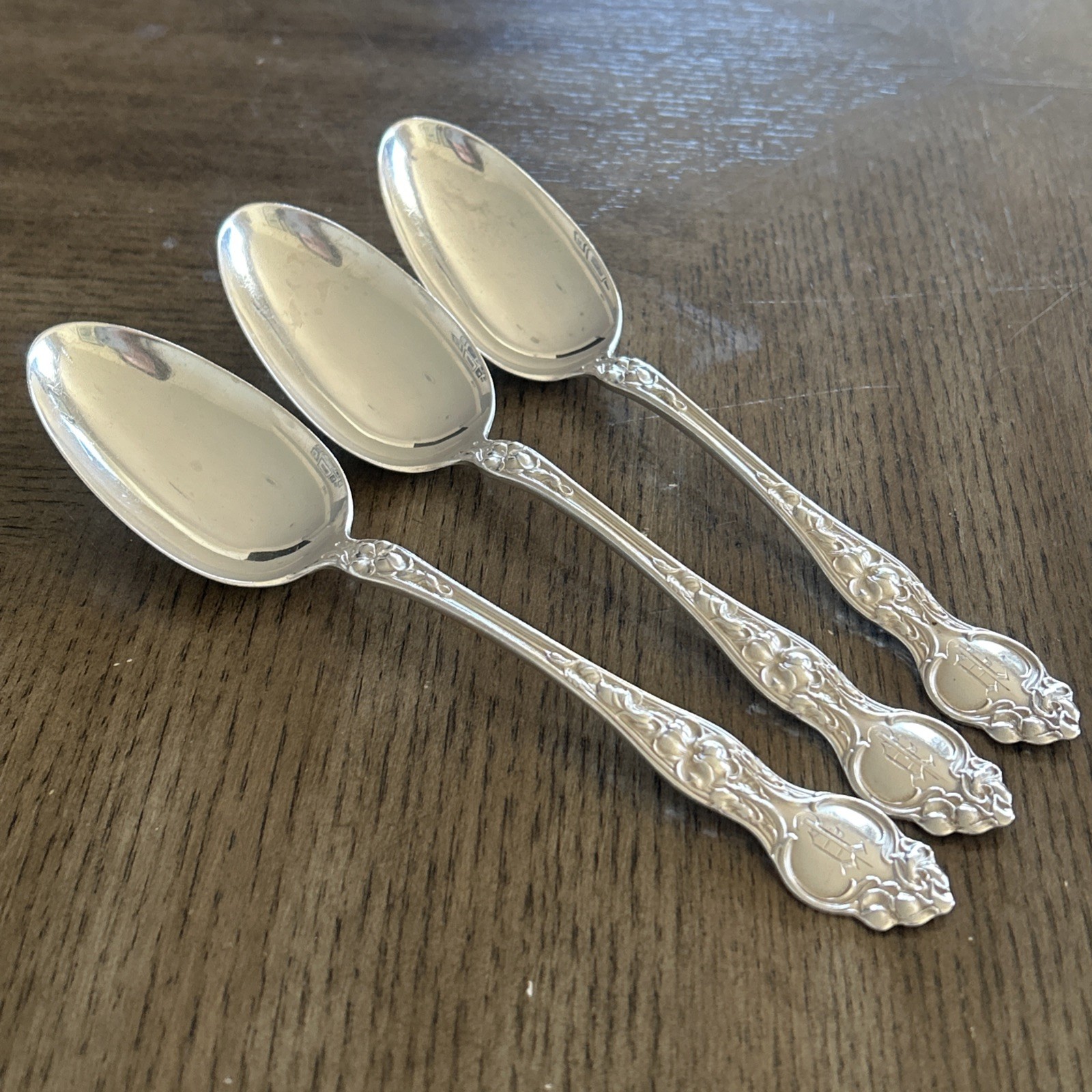 3pc VIOLET by Wallace Sterling Silver 7.25 inch Oval Tablespoons 111g Flatware