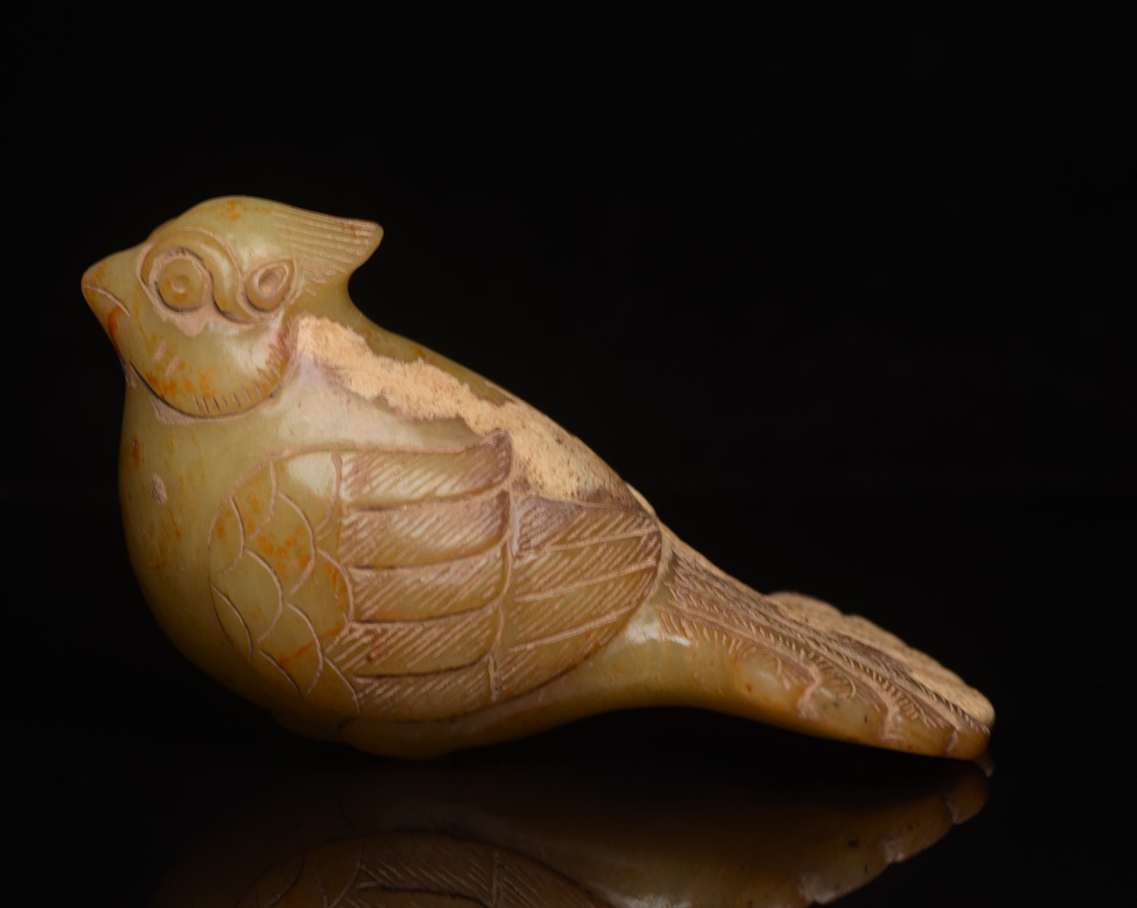 Certified Natural Hetian Jade Hand-carved Exquisite Bird Statue 70230