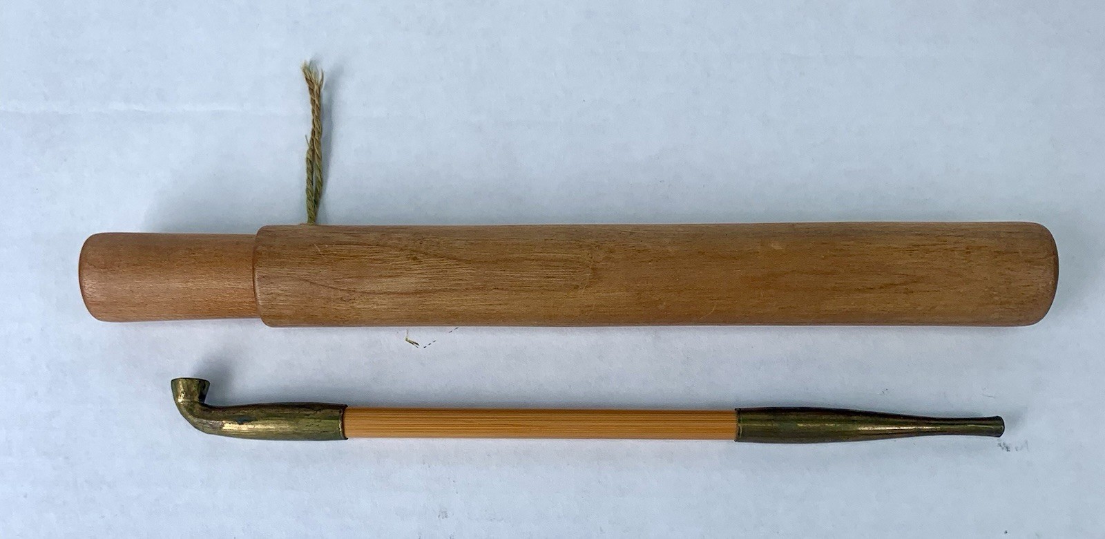 Old Japanese Smoking / Kiseru Pipe Brass And Bamboo 7.50”