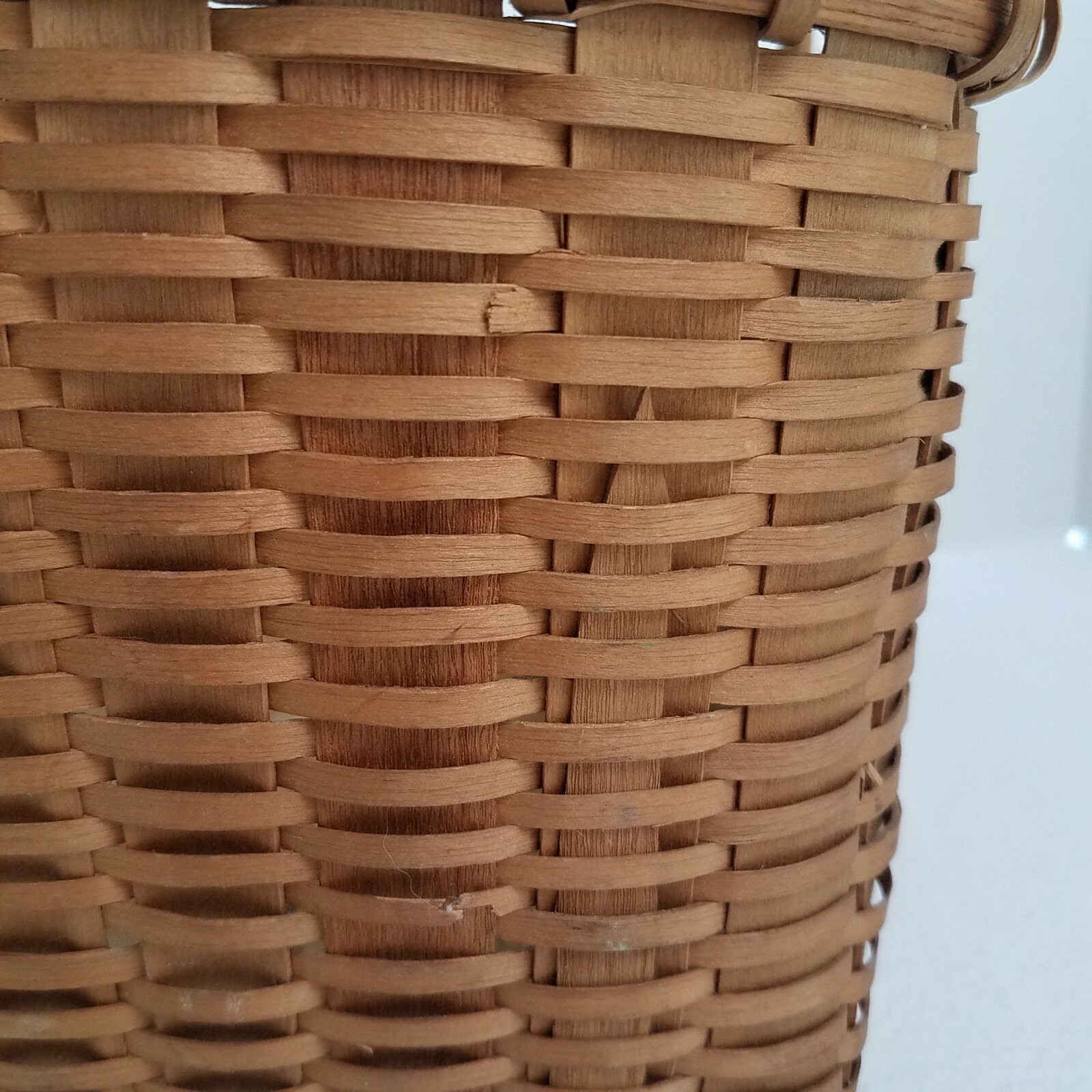 Antique Split Oak Basket Single Handle Handmade US Northeast AAFA Primitive