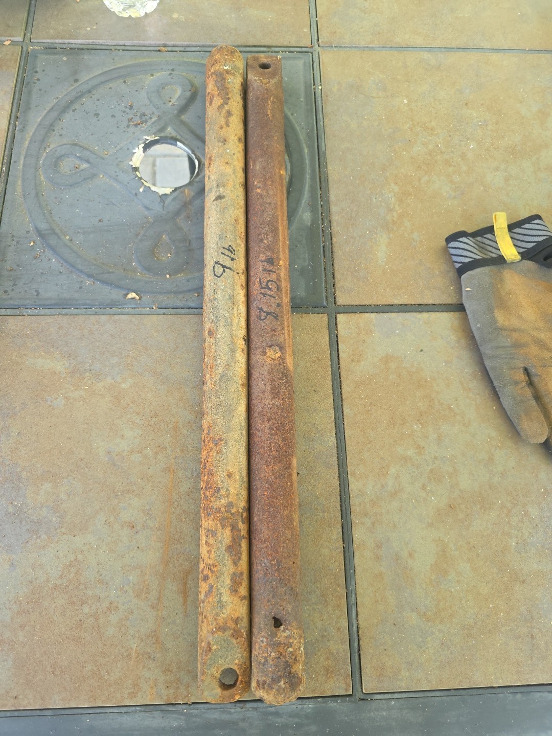 Set Of 2 Antique 9 Lb Window Sash Weight Cast Iron Counter Vintage Lot