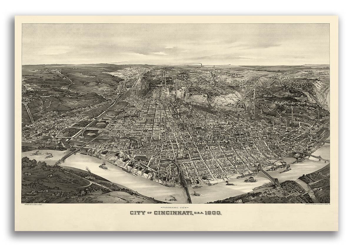 Cincinnati Ohio 1900 Historic Panoramic Town Map – 16×24